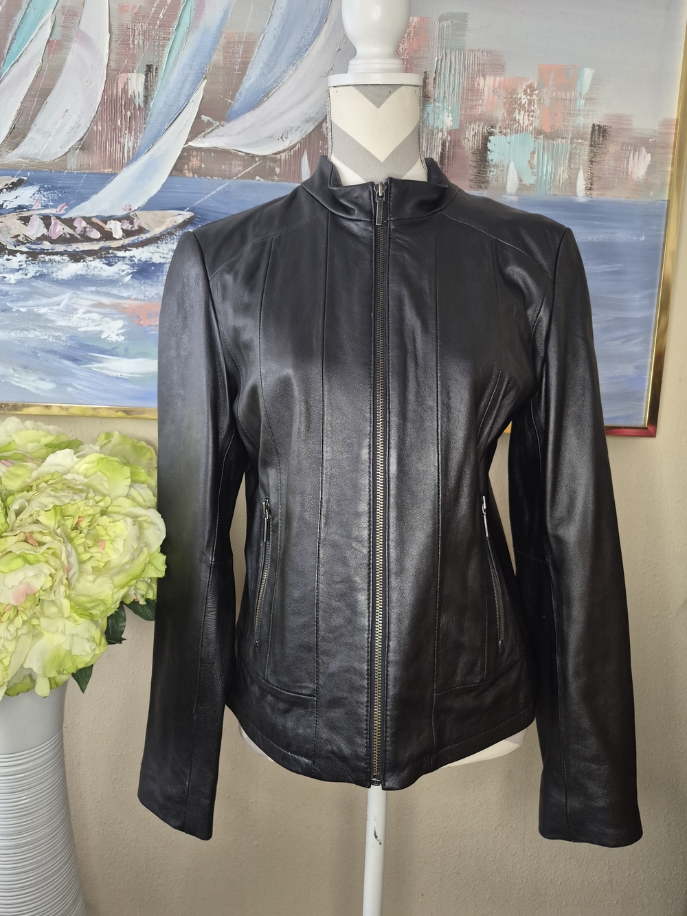 Wilsons Leather Black Women's Zip-Front Leather Jacket